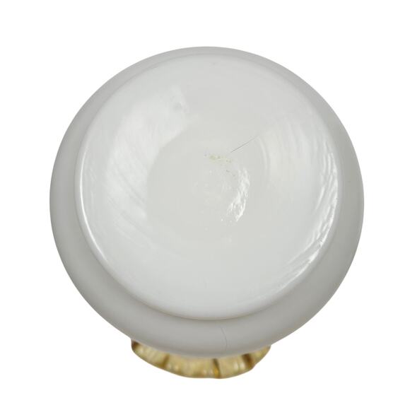 VTG 8" Double Crimped Ruffle Fenton Gold Crest Milk Glass Vase Transparent Gold - Picture 4 of 8